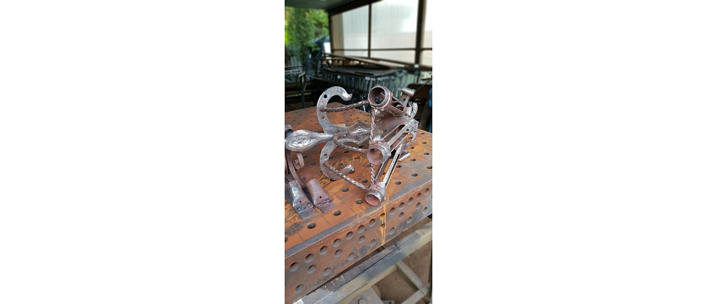 Refurbished flag holders before galvanizing and painting