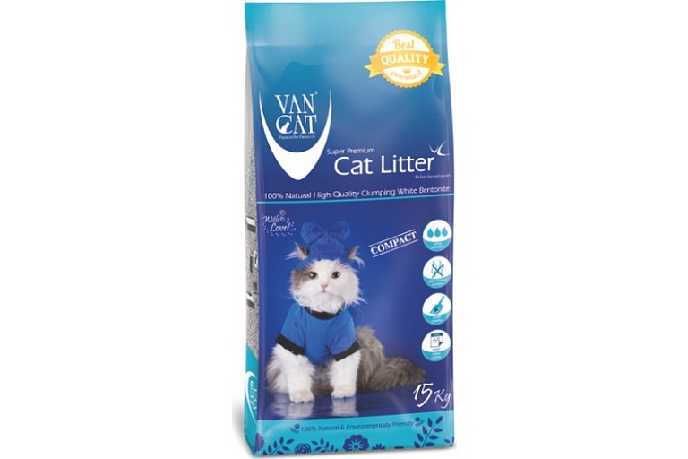 Наполнитель для кошачьего туалета Van Cat 15 кг с порошком
