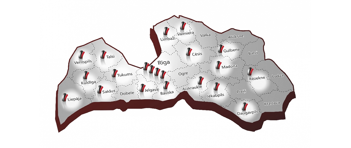 Филиалы HansaFlex по всей Латвии