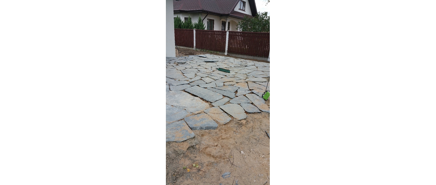 Cobblestone repair, fixing, park, garden landscaping.