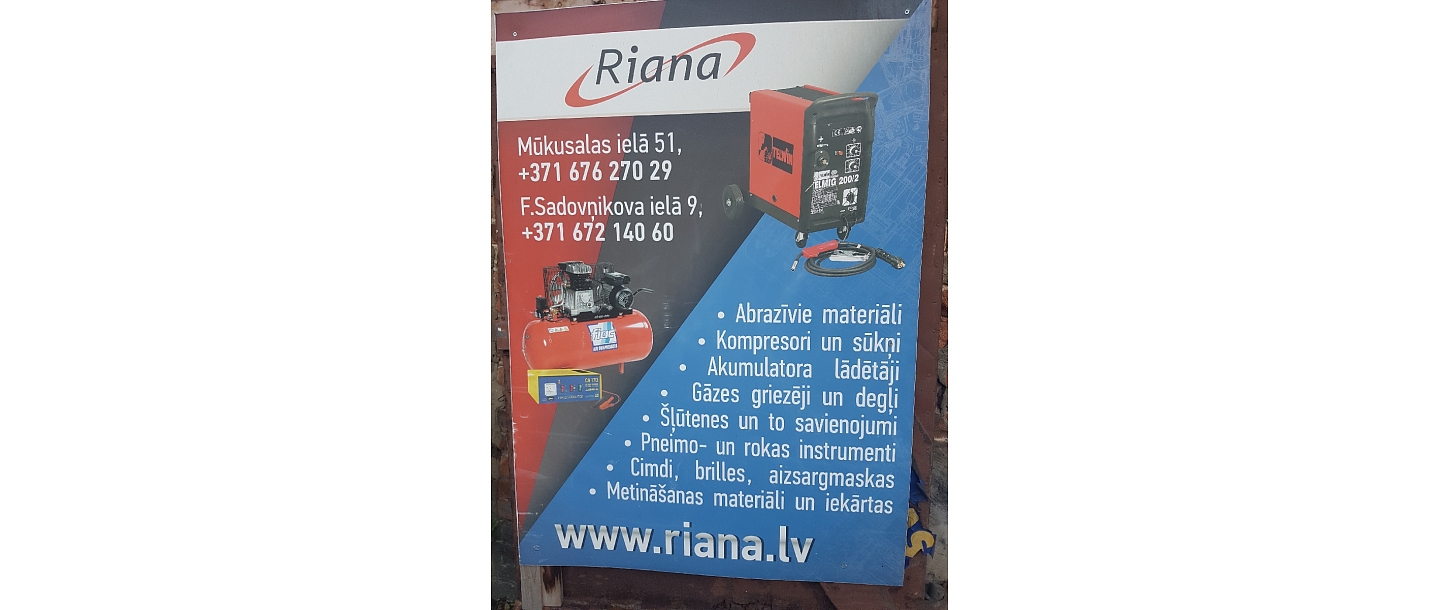 Сварочное оборудование, воздушные компрессорыi RIANA SIA 
