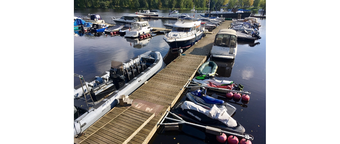 Boat mooring port port Daugava Agenskalns bay Riga