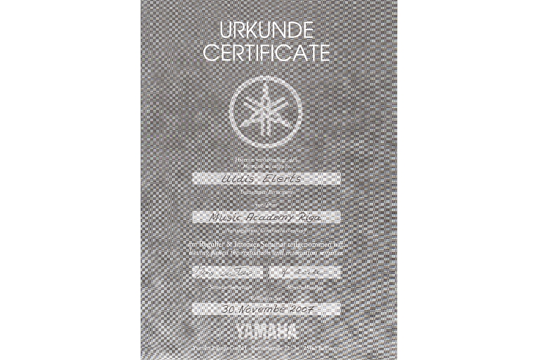 Yamaha certificate