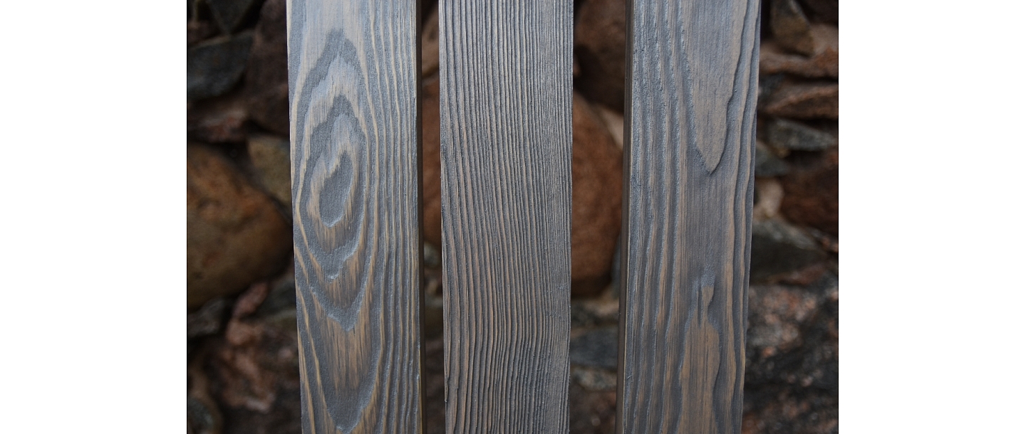 Scratched, painted wood