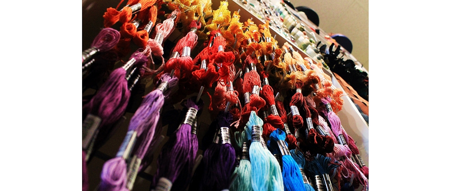 Threads and yarns, shop Button