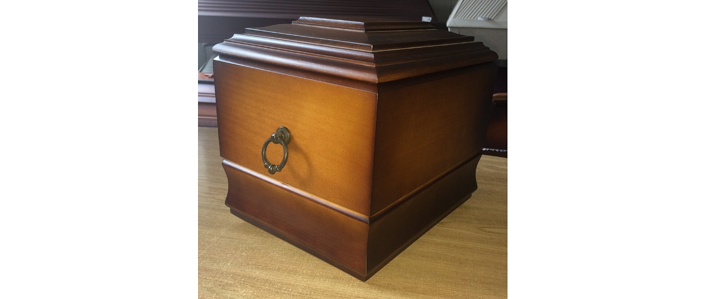 Wooden and metal urns