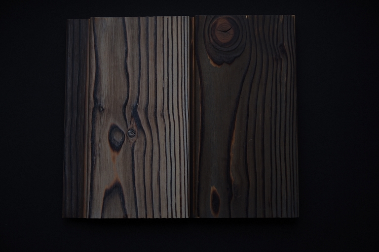 Burnt painted pine
