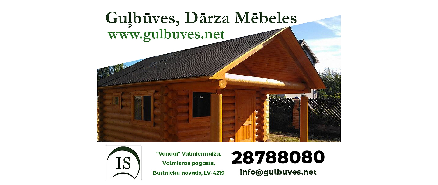 Guļbaļķu pirtis, guļbūves Valmiera, Cēsīs, Vidzeme dārza mēbeles