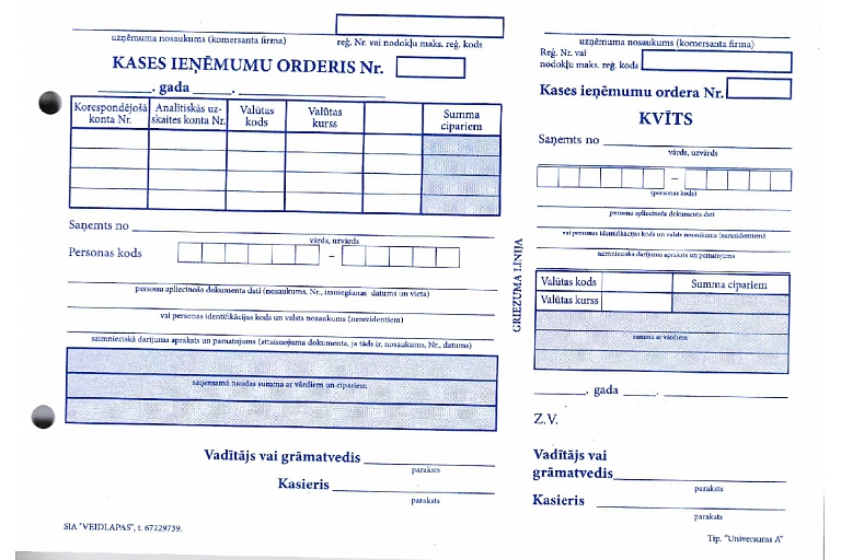 Kases ieņēmumu orderis