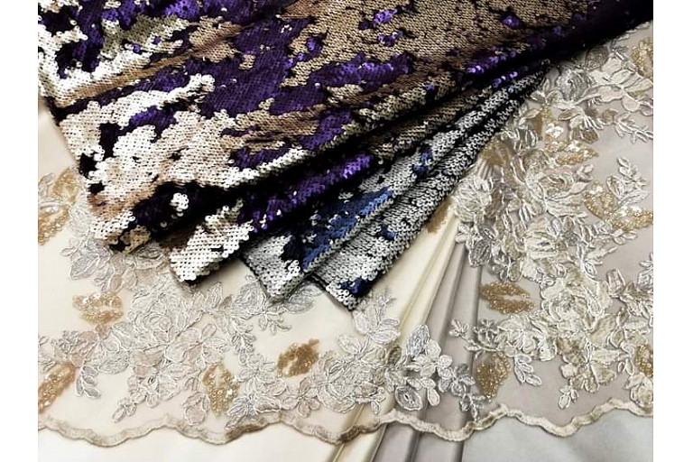 Lace and sequin fabrics