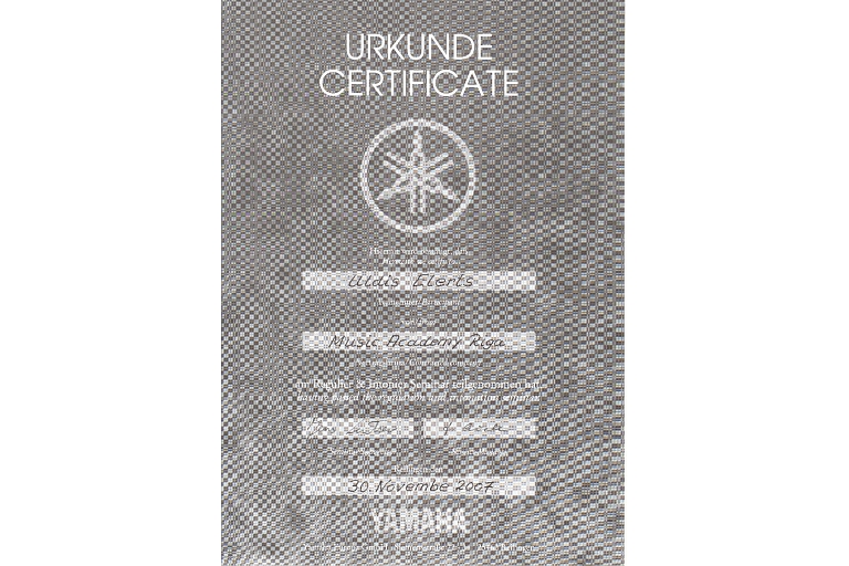 Сертификат Yamaha