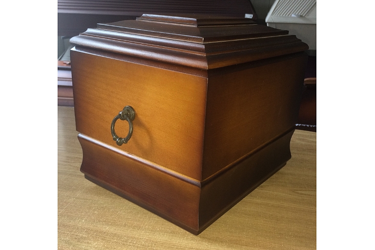 Wooden and metal urns