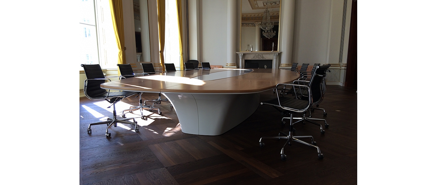 Artificial stone meeting table for the headquarters of the Danish Pharmaceutical Association