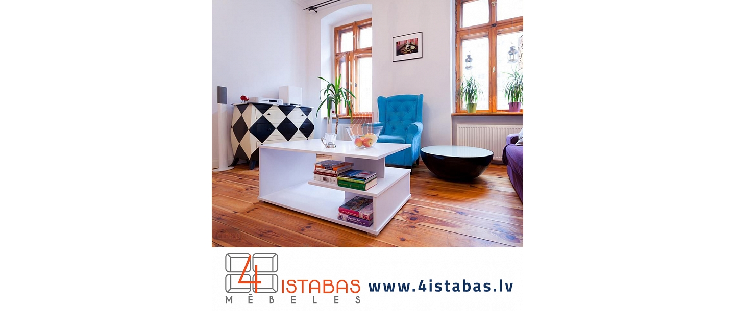 white coffee table, modern interior, laconic design, furniture online store Latvia Riga Purvciems Jugla