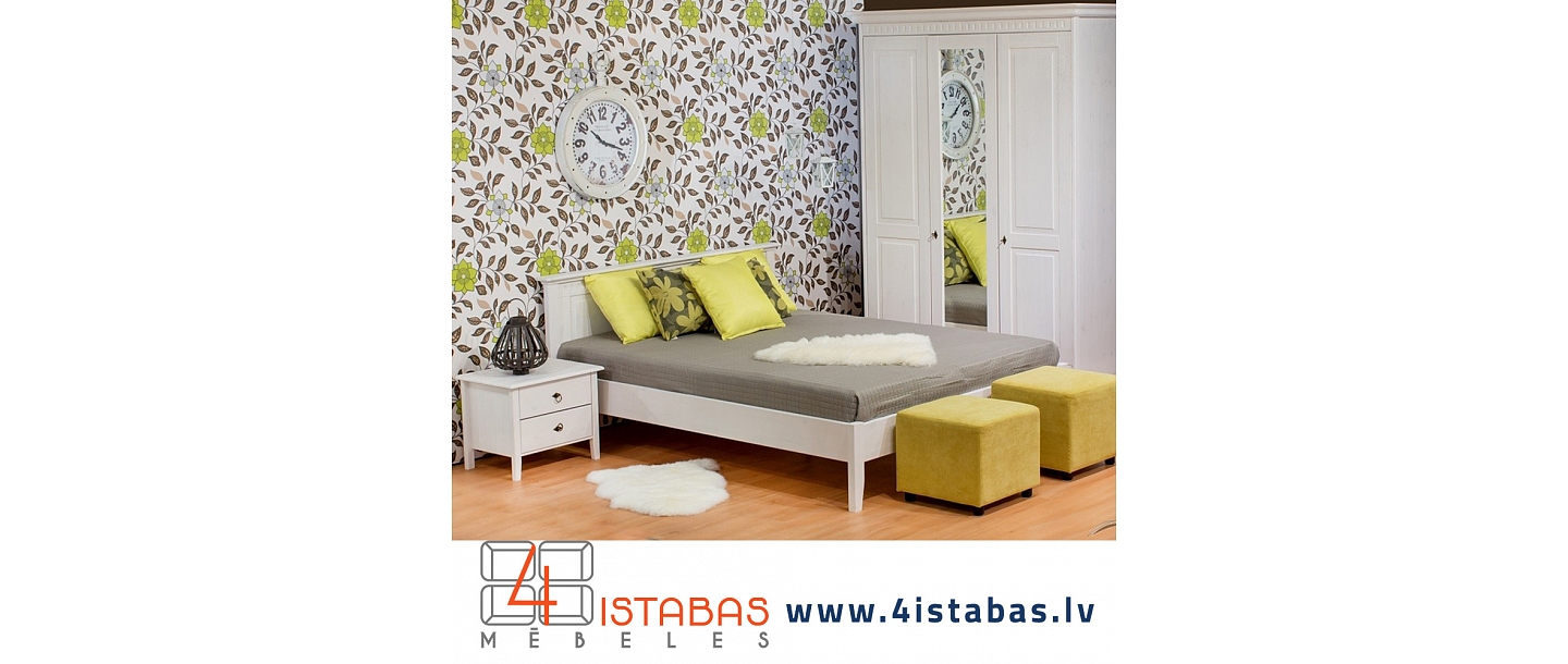 Wooden furniture, solid wood bed, white bedroom, furniture online store Latvia Riga Jurmala Dobele