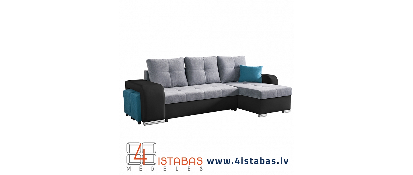 Comfortable pull-out sofa with pillows and an ottoman, furniture online store Latvia Riga furniture online