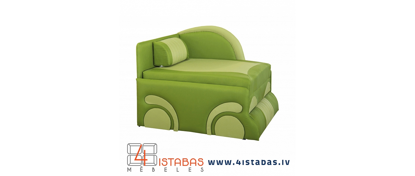 Green pull-out children&amp;#39;s sofa with cushion, furniture online store Latvia Riga furniture online
