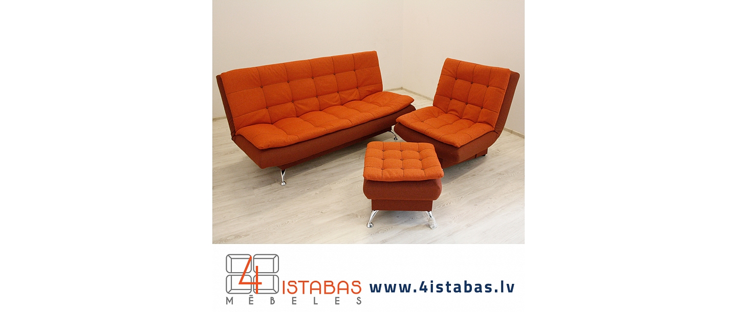 Sofa with chair and pouf, furniture online store Latvia Riga furniture online