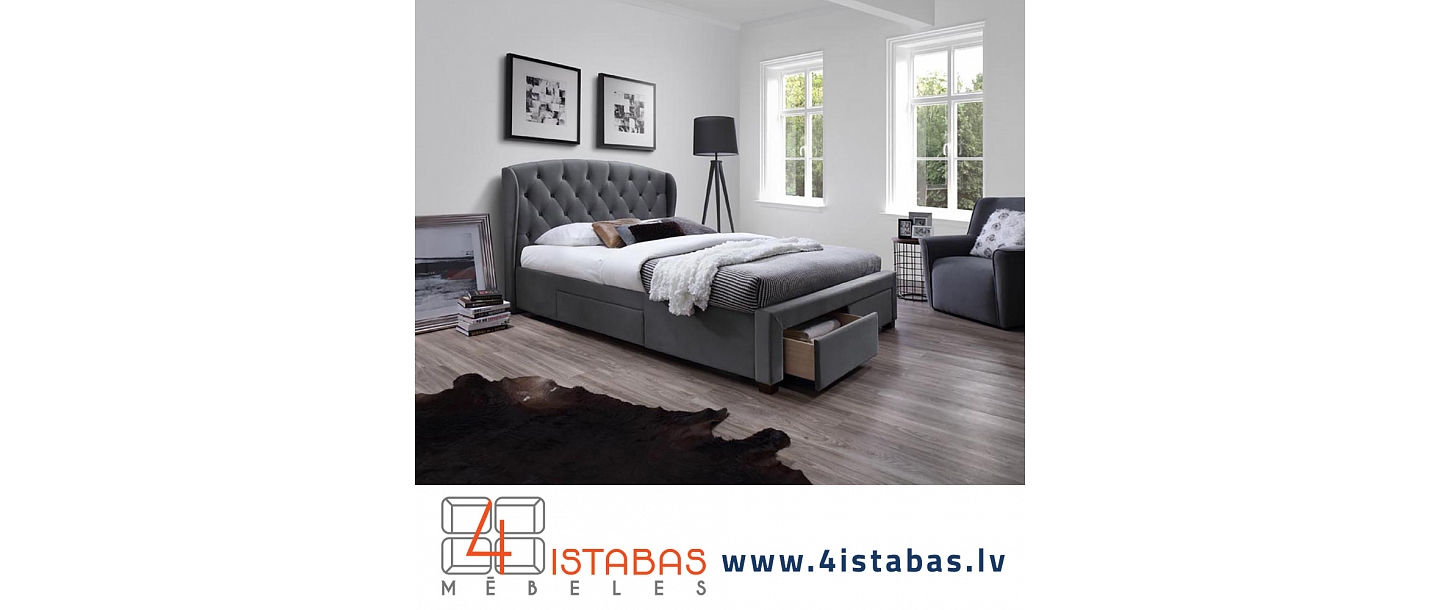 Fabric bed, bed with laundry box, online furniture store Latvia Cēsis furniture online