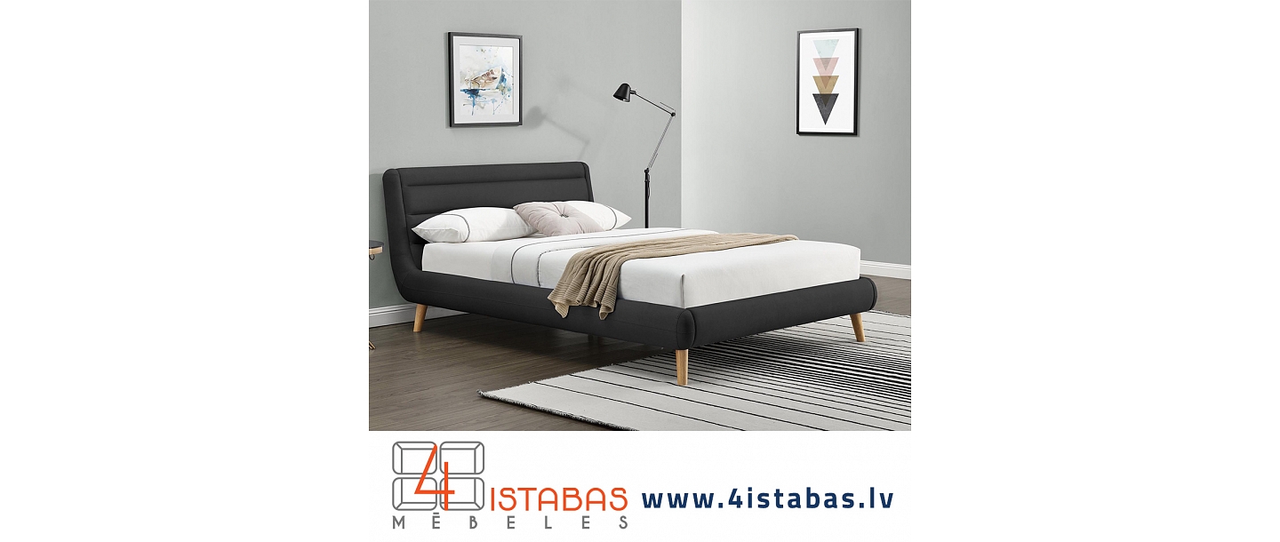 Fabric beds, bed with wooden legs, online furniture store Latvia Cēsis furniture online