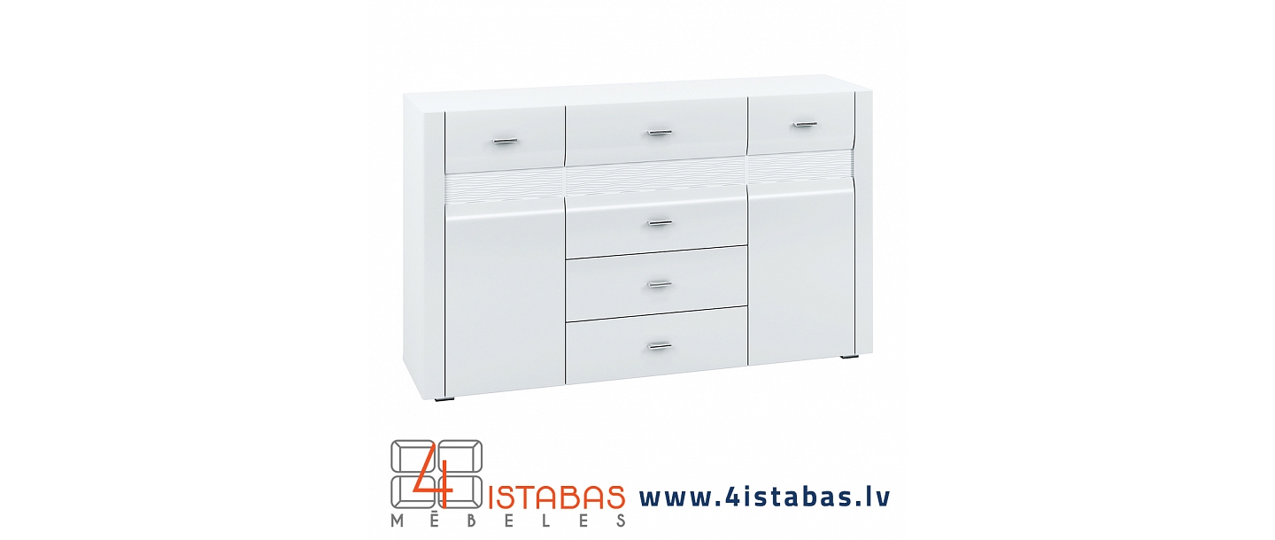 White chest of drawers with lighting, dressers with drawers, online furniture store Latvia Cēsis furniture online
