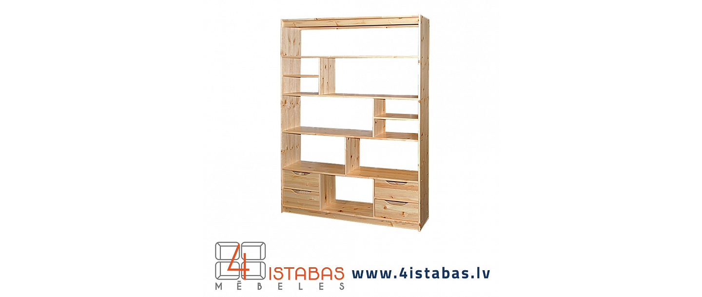 Деревянная книжная полка, мебель из массива, интернет-магазин мебели Латвия Цесисская мебель онлайн