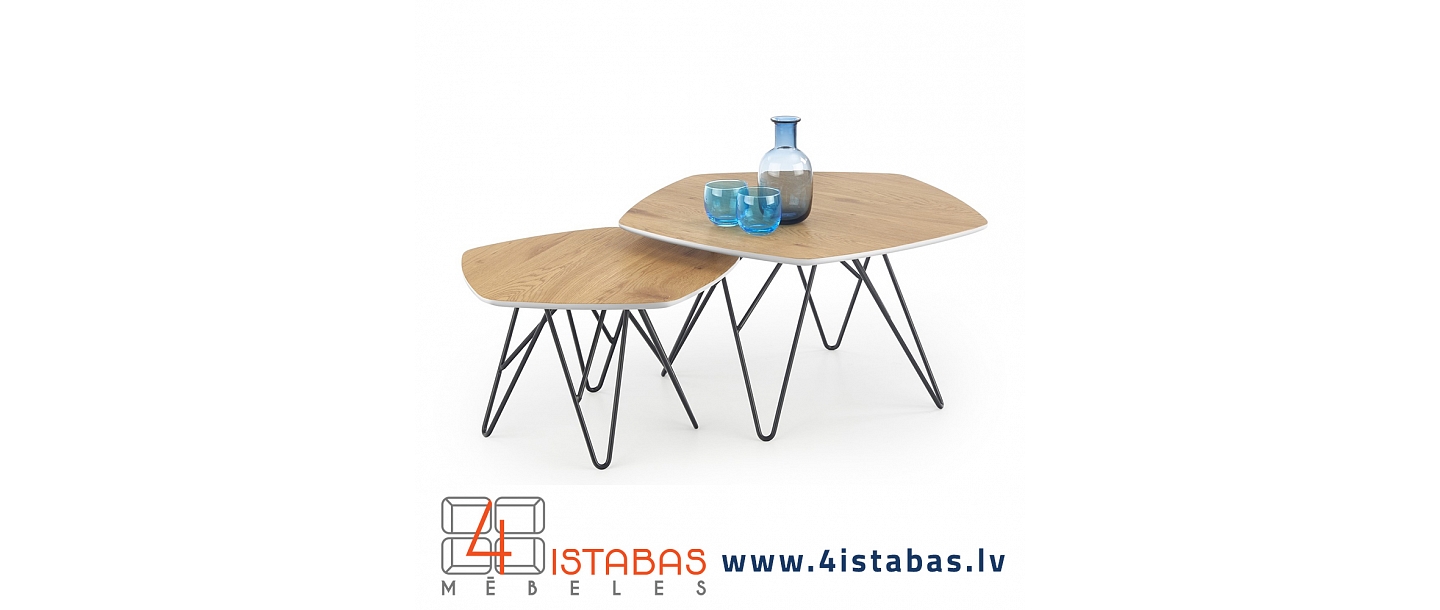 stylish coffee table set, metal elements in the interior, online furniture store Latvia Cēsis furniture online