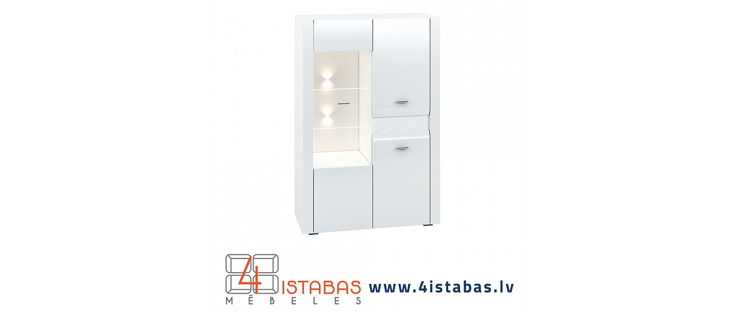 White showcase with lighting, online furniture store Latvia Cēsis furniture online
