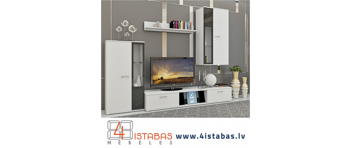 White cabinet, cheap living room furniture, online furniture store Latvia Cēsis furniture online