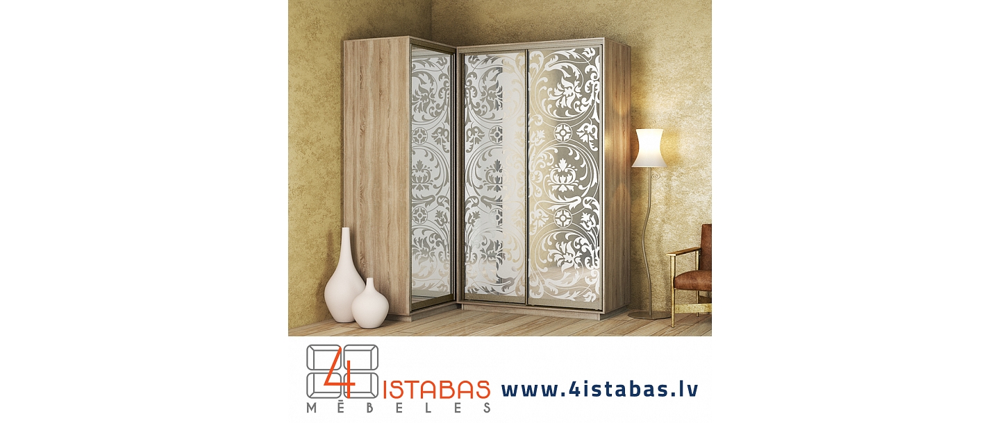 Corner wardrobe with sliding doors, cabinet door with hinges, online furniture store Latvia Cēsis furniture online
