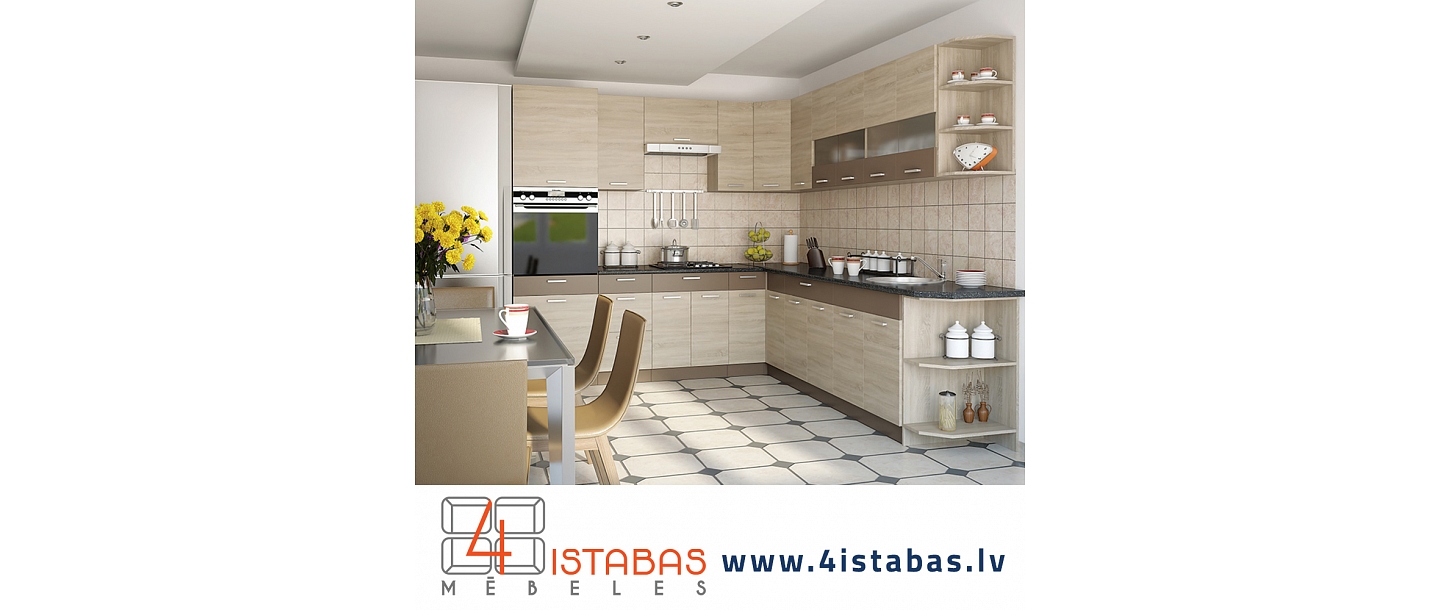 Economical kitchen equipment, kitchen with cabinets, online furniture store Latvia Cēsis furniture online