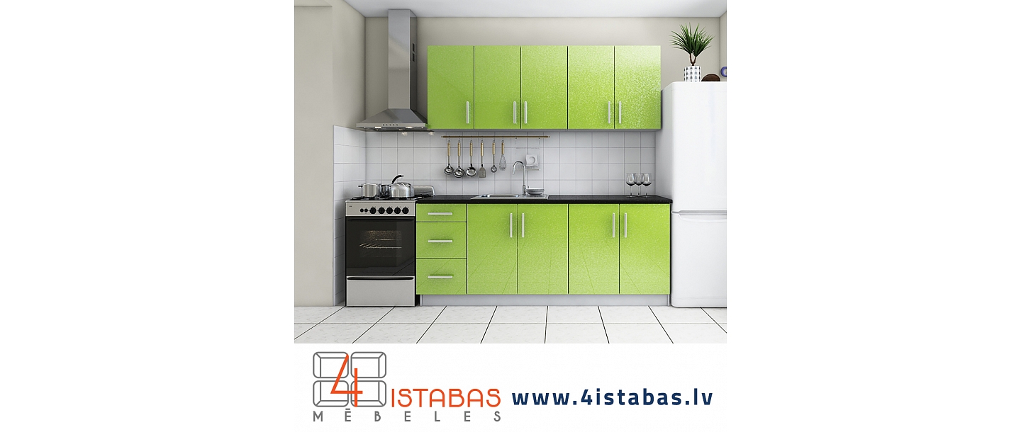 Green kitchen, can assemble your own size, furniture online store Latvia Valmiera Vidzeme furniture online