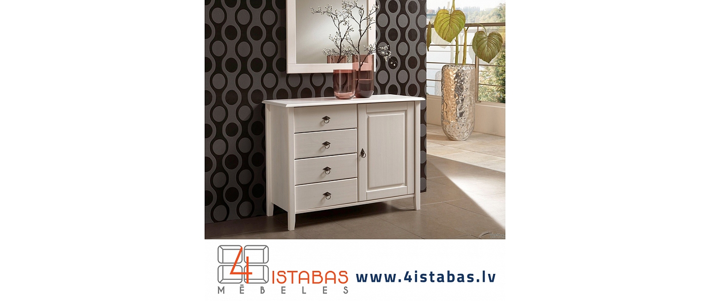 Solid wood white chest of drawers on legs, furniture online store Latvia Valmiera Vidzeme furniture online