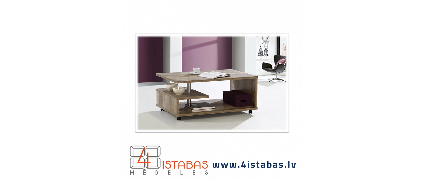 Bright coffee table with castors, furniture online store Latvia Valmiera Vidzeme furniture online