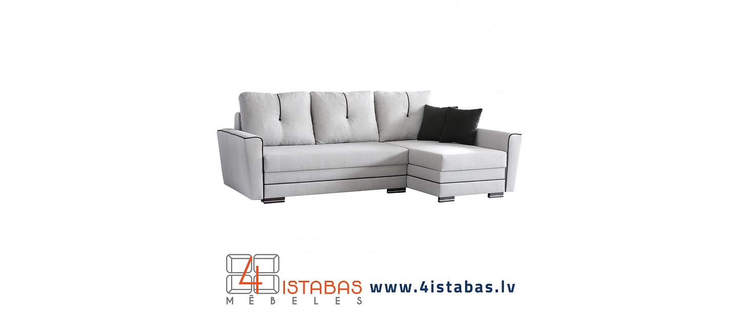 white corner sofa, retractable, with laundry box, furniture online store Latvia Valmiera Vidzeme furniture online