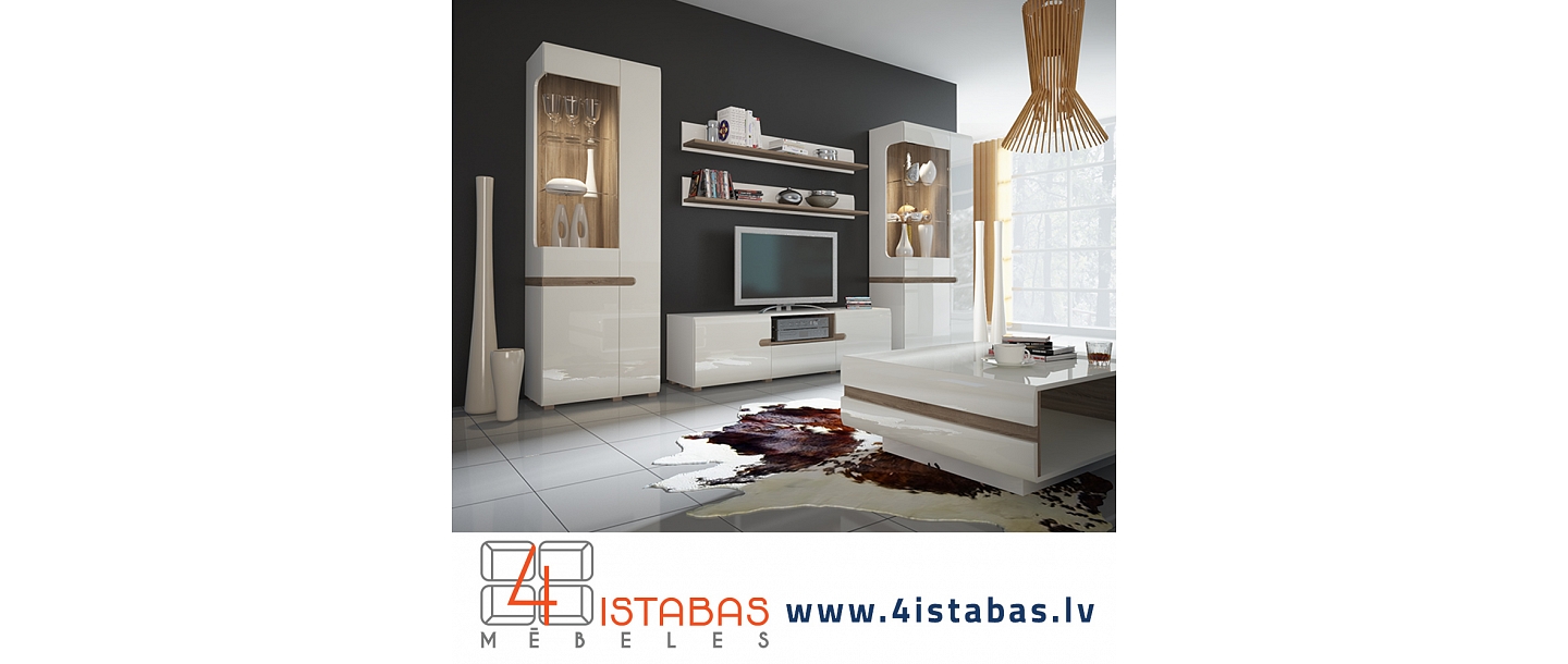Лакированная мебель, белая витрина, интернет-магазин мебели Латвия Валмиера Видземе мебель интернет-магазин