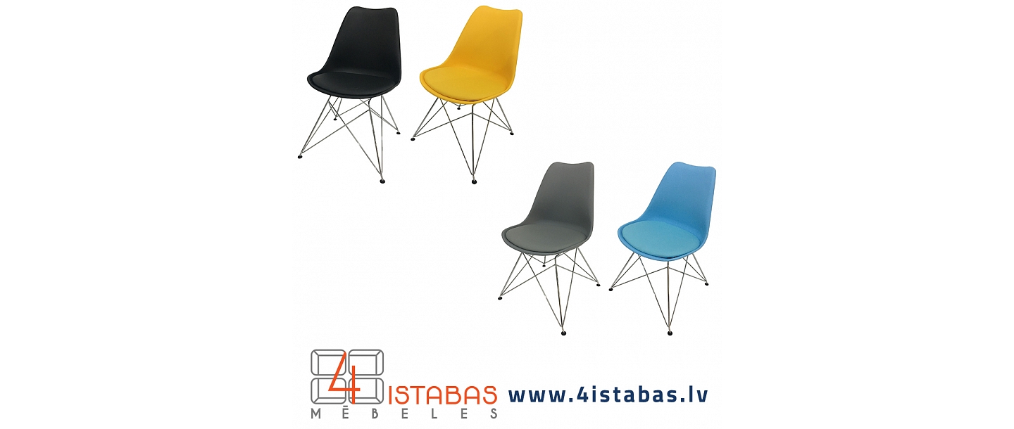 Stylish colorful chairs with metal legs, furniture online store Latvia Valmiera Vidzeme furniture online