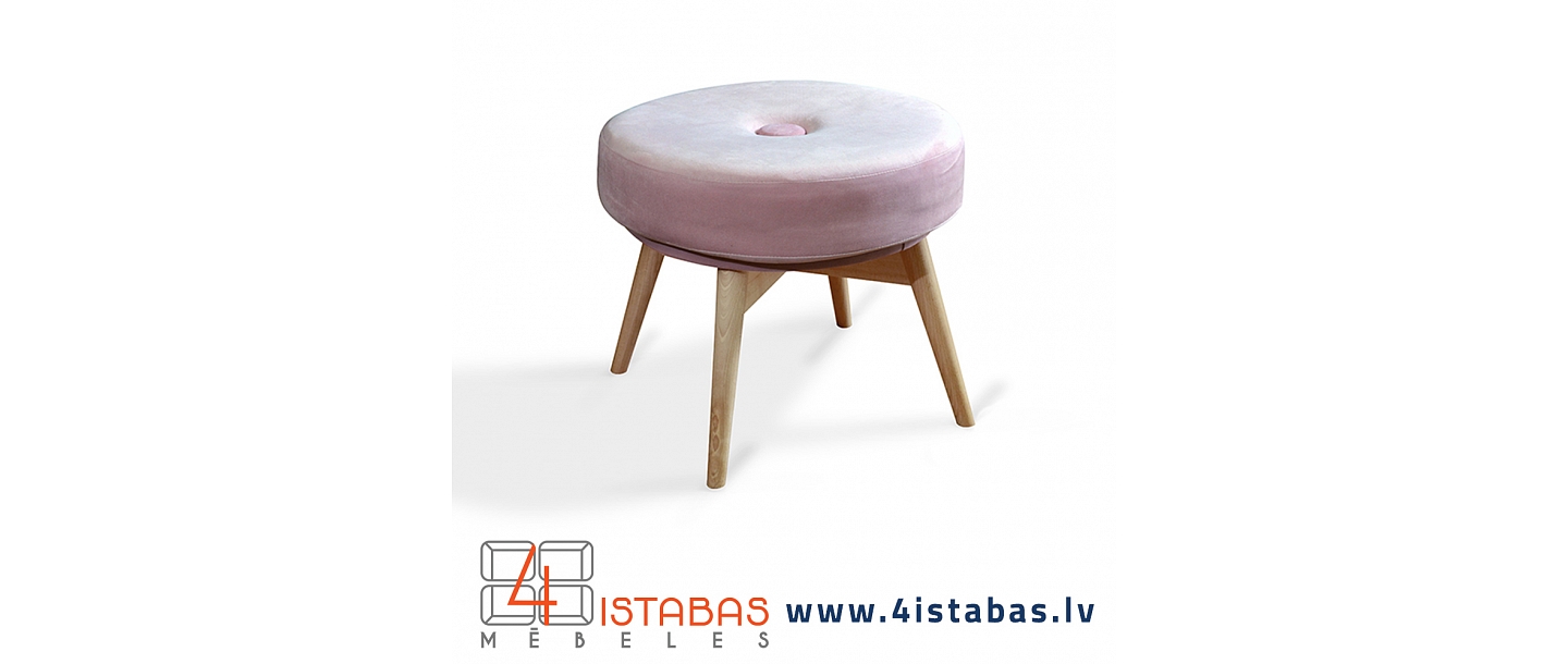 round pouf on solid wood legs, furniture online store Latvia Valmiera Vidzeme furniture online