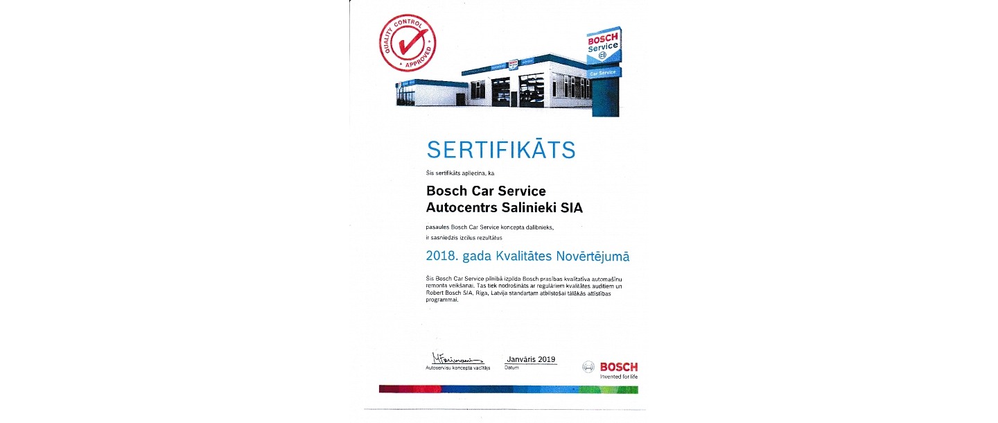 AUTOCENTRS SALINIEKI, SIA, Bosch Car Service 