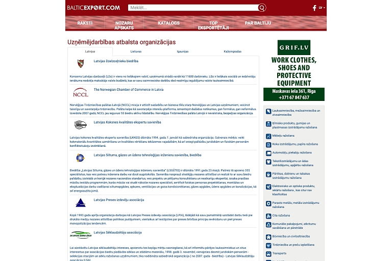 balticexport.com business support organizations