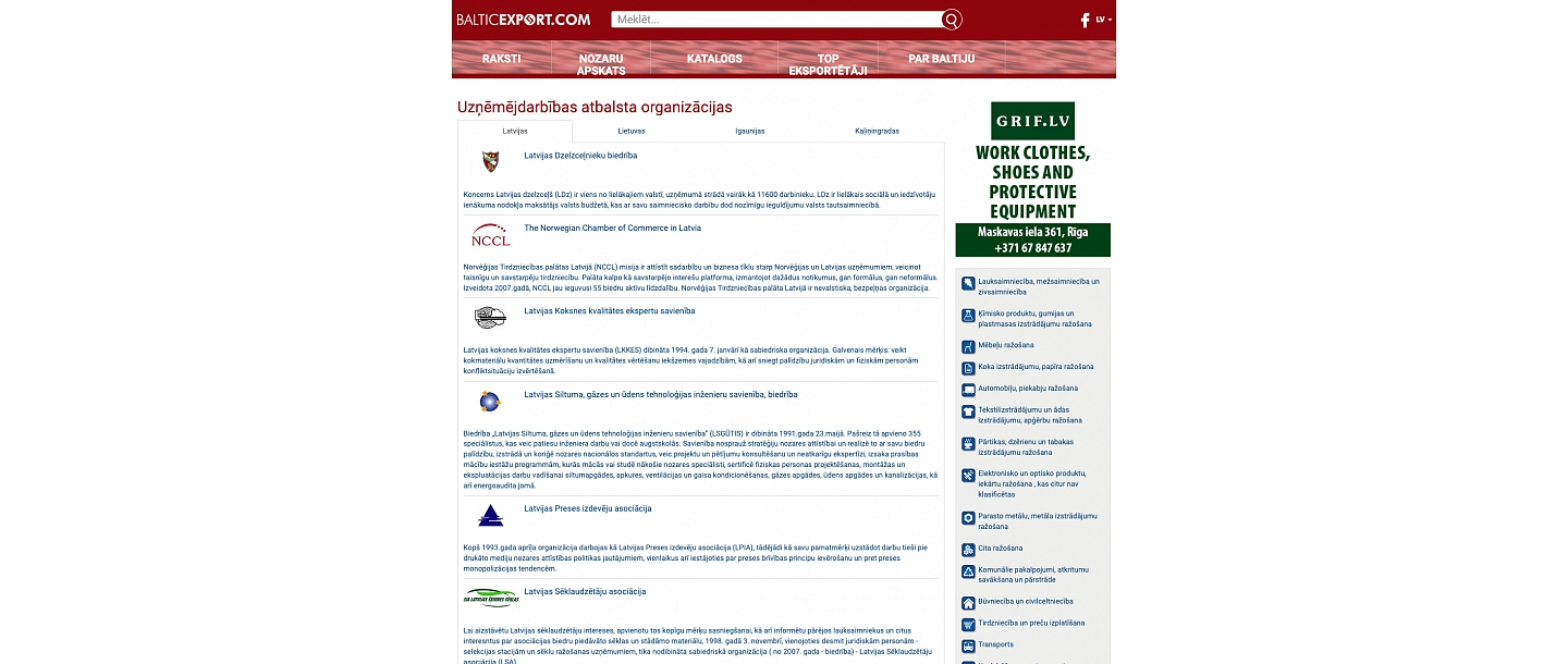 balticexport.com uzņēmējdarbības atbalsta organizācijas