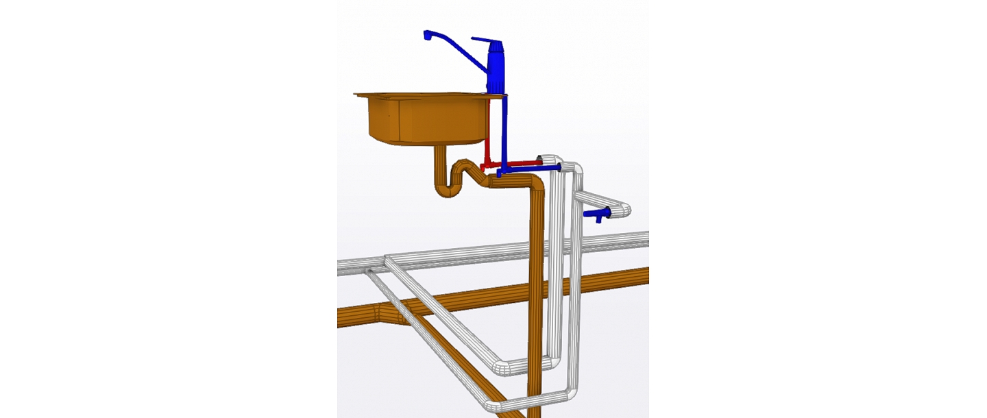 3D technical model of a water supply node