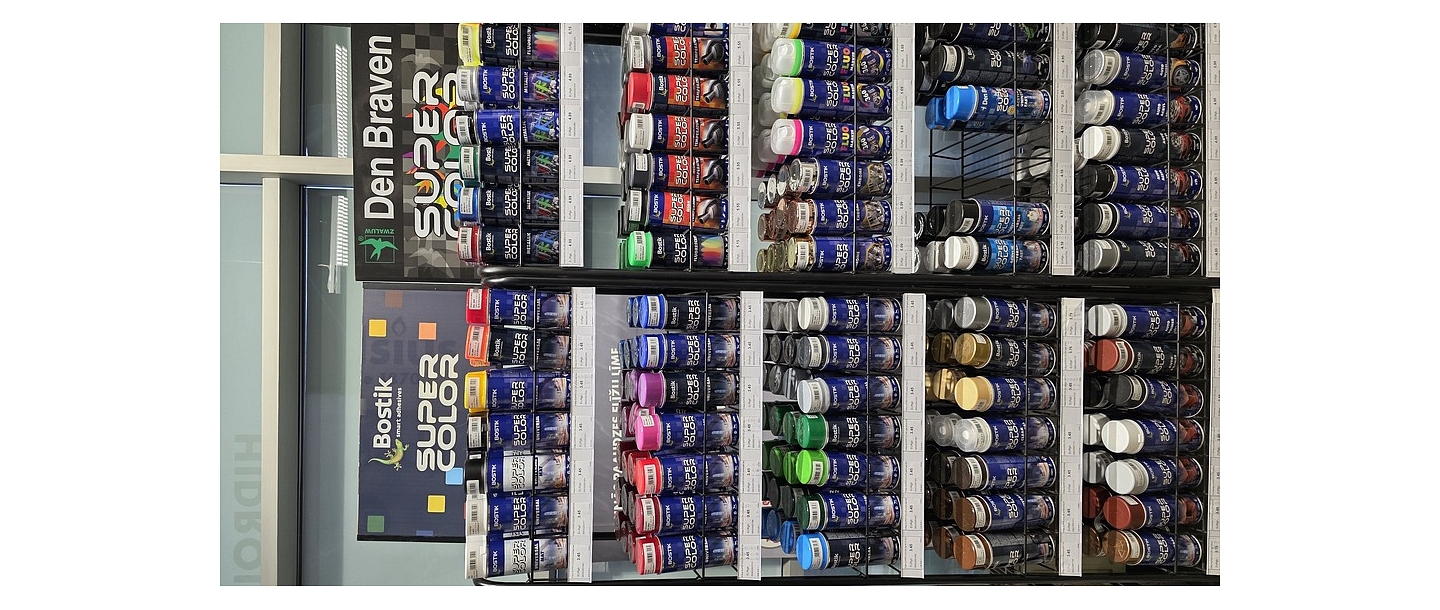 Bostik aerosolu stends Profcentrs veikalā