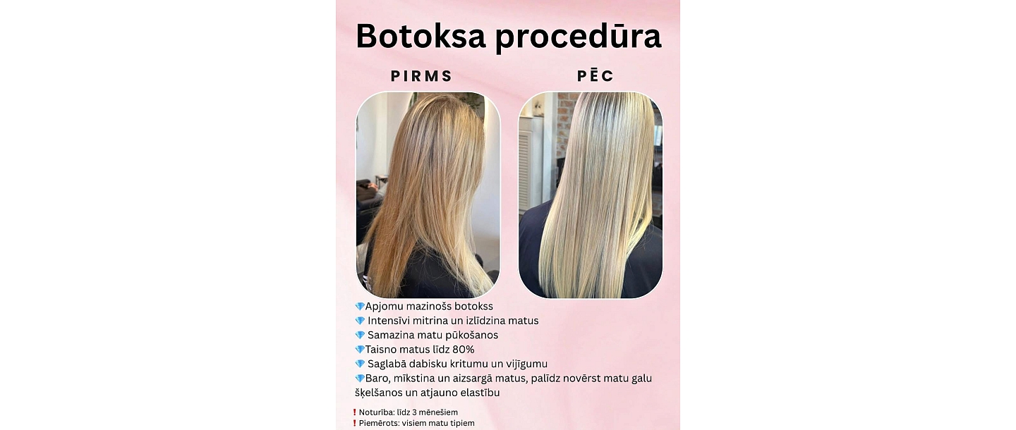 Botox treatment for moisturizing and smoothing hair.