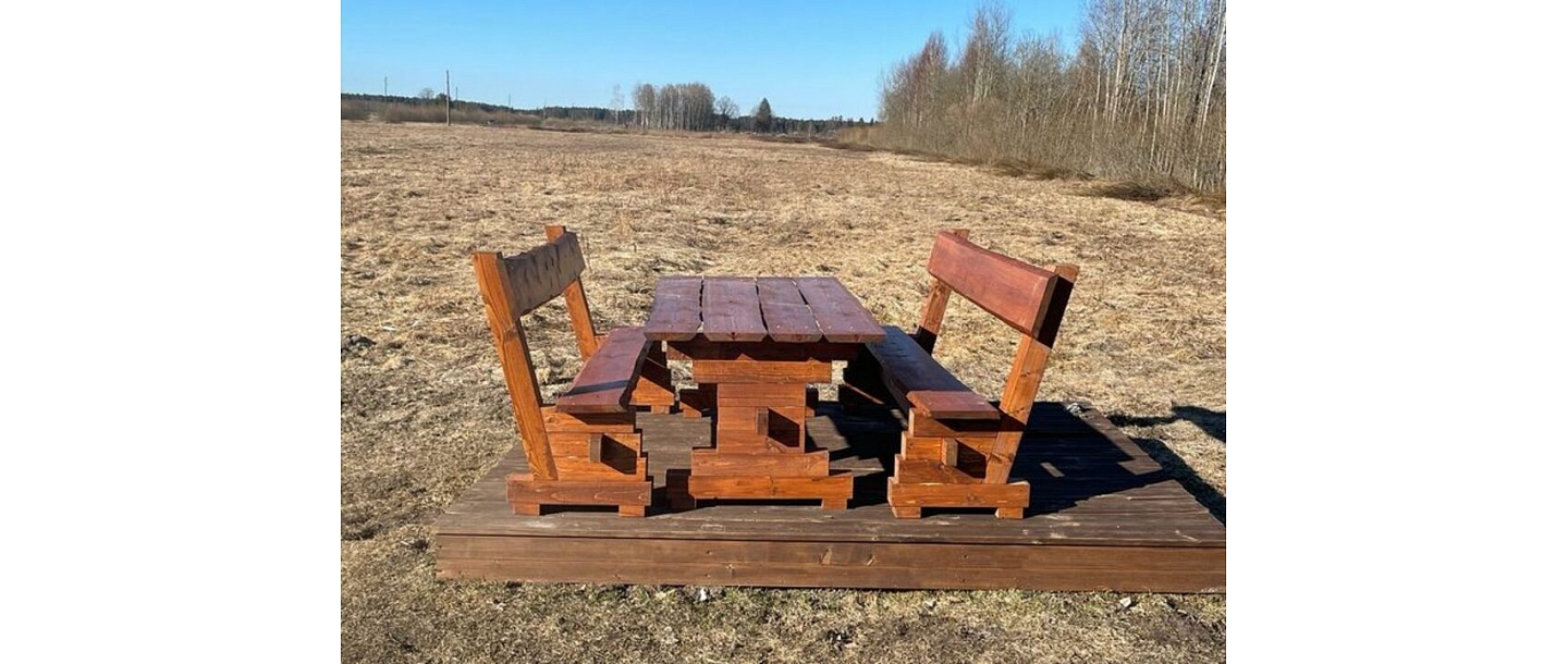 Garden table with benches