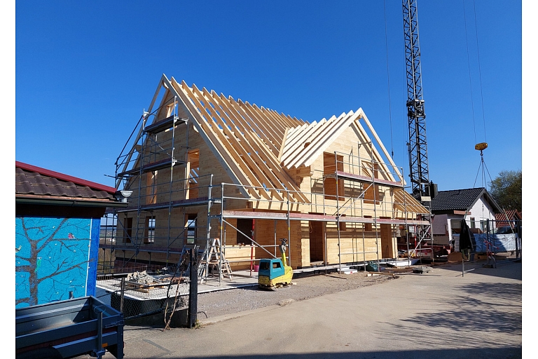 Assembly of wooden frame houses
