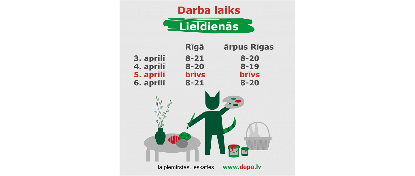 DEPO opening hours during Easter