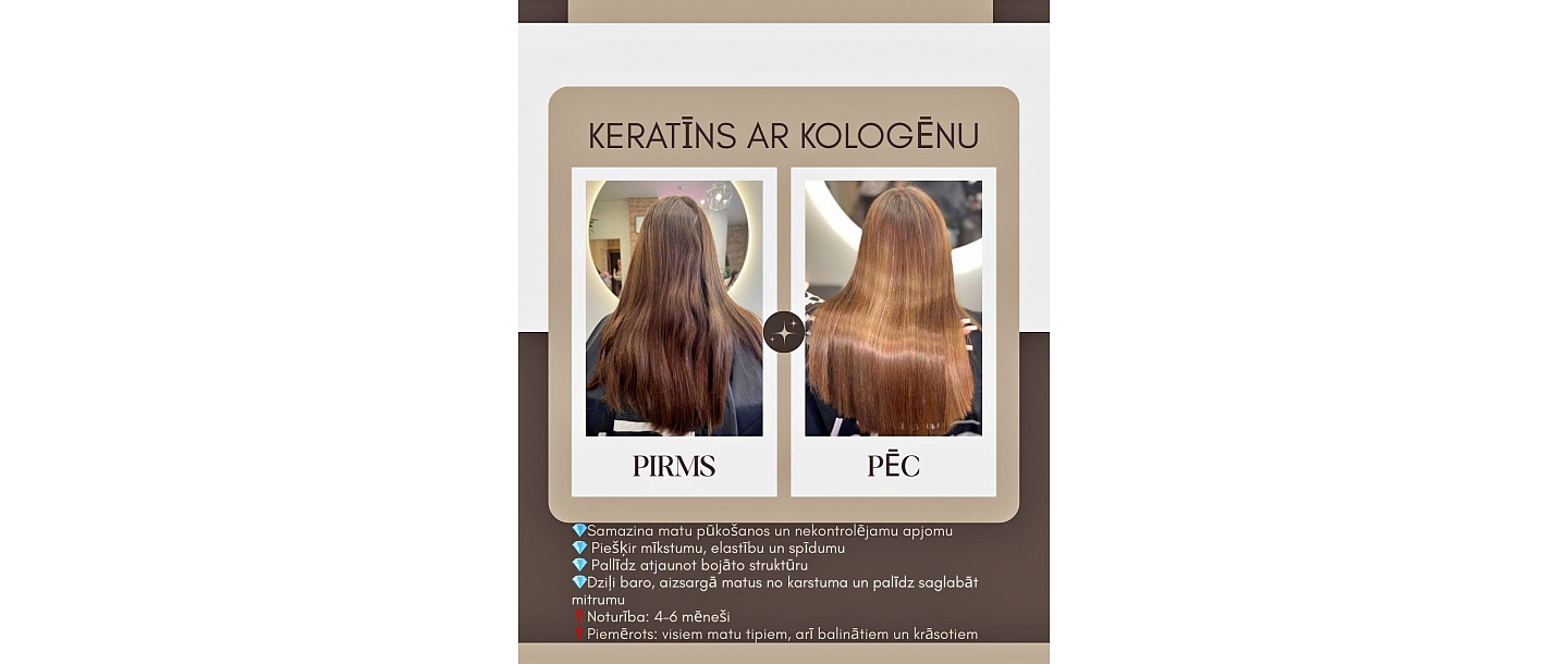Keratin with collagen treatment for hair restoration.