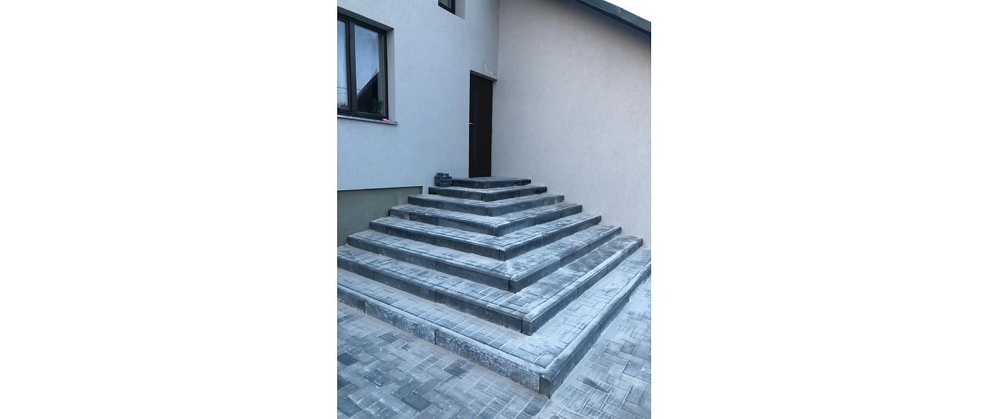Wide paved staircase with several levels