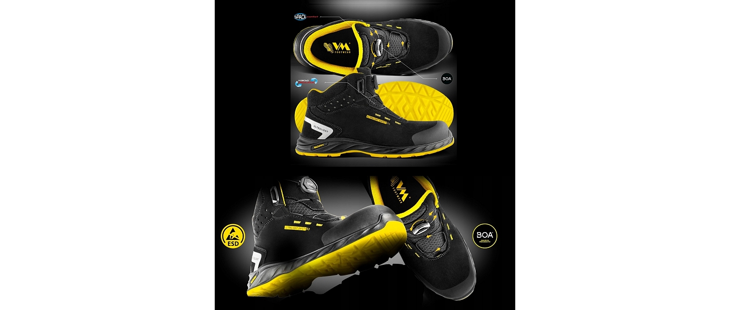 ESD work shoes with BOA lacing system